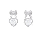 DAIIIBABYYY  -  Korean Elegant Rhinestone Bowknot Drop Earrings For Women Fashion Heart Crystal Pendientes Party Jewelry Gifts