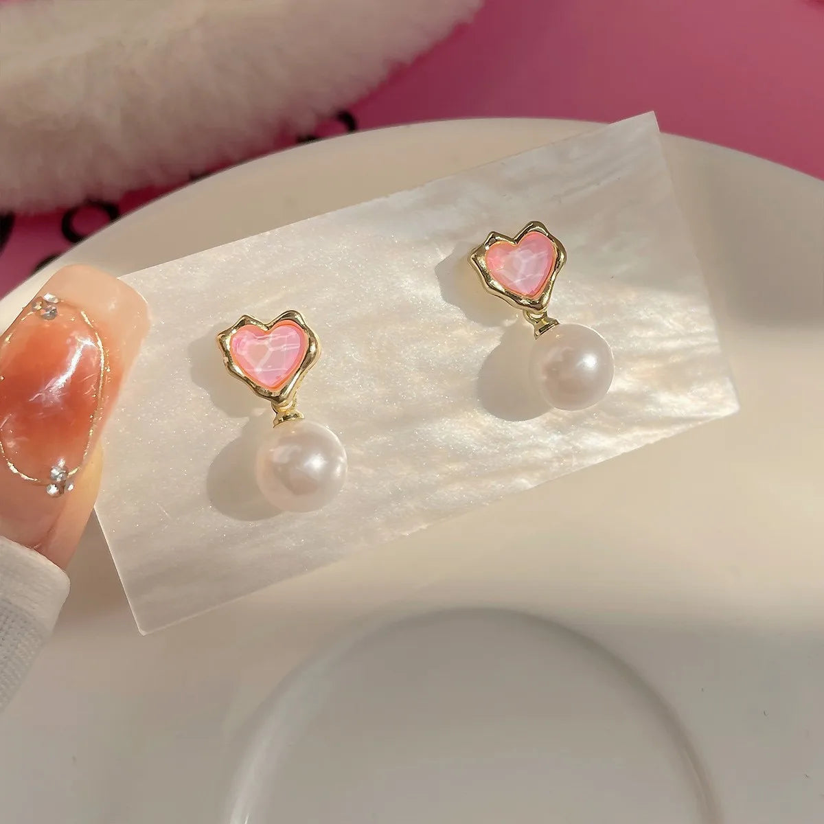 DAIIIBABYYY  -  Girls White Zircon Bow-knot Pearl Drop Earrings for Women Korean Fashion Sweet Cute Bow Stud Earring Luxury Jewelry Gift