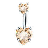 DAIIIBABYYY  -  Fashion Zircon Heart Belly Button Piercing for Women Stainless Steel Long Flower Pendant Navel Rings Piercing Ombligo Jewelry