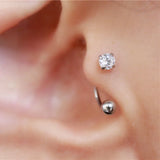 DAIIIBABYYY  -  1pcs New Style Stainless Steel Ear Piercing Cz Stud Earrings Snake Moon Round Ball Arc Cartilage Helix Conch Screw Back Earring