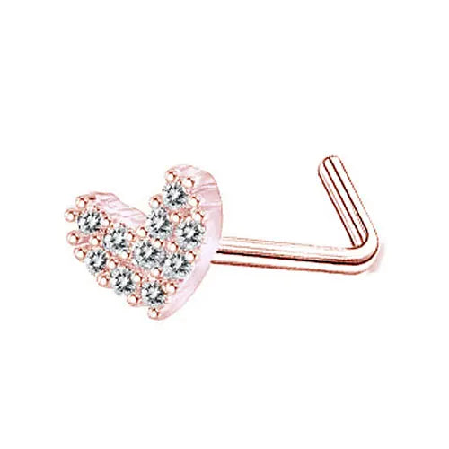 DAIIIBABYYY  -  1PC Stainless Steel Small Nose Rings Crystal Zircon Butterfly Flower Heart Nose Studs 20G Body Piercing Jewelry For Women Men