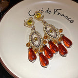 DAIIIBABYYY  -  Flower tassel earrings ethnic style retro earrings