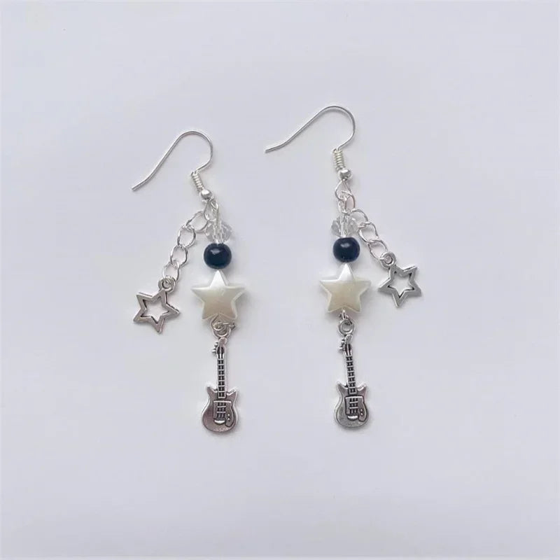 DAIIIBABYYY  -  Star Guitar Charm Earrings,Grunge,Y2K Fairy core Earrings ,Aesthetic Star Drop Earrings,2022 New Trendy Women Jewelry Gifts