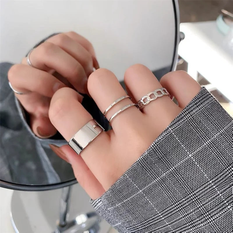 DAIIIBABYYY  -  Korean Butterfly Metal Punk Rings Set for Girls Women Trendy Accessories Buckle Female Index Finger Rings Party Jewelry Gifts