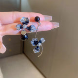 DAIIIBABYYY  -  Luxury Blue Gradient Crystal Butterfly Flower Pearl Earrings Flower Geometric Women Korean Fashion Kpop Tassel Earring