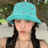 Butterfly Embroidery Bucket Hat For Women Summer Cowboy  Hat Autumn Ladies Fisherman Caps Outdoor Travel Sun Protect Hats