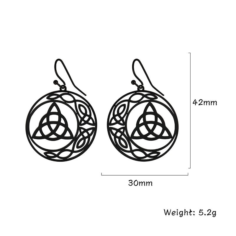 DAIIIBABYYY  -  Triangle Celtic Knot Crescent Edge Stainless Steel Earrings for Women's Fashion and Elegant Talisman Jewelry Gifts