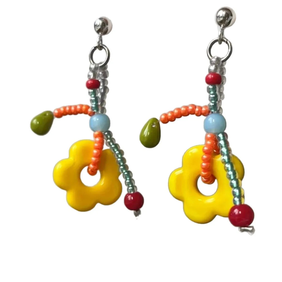 Daiiibabyyy  Unique Design Drop Earrings Cute Flower Earrings Sweet Colorful resin Earrings For Women Gifts Aesthetic Jewelry