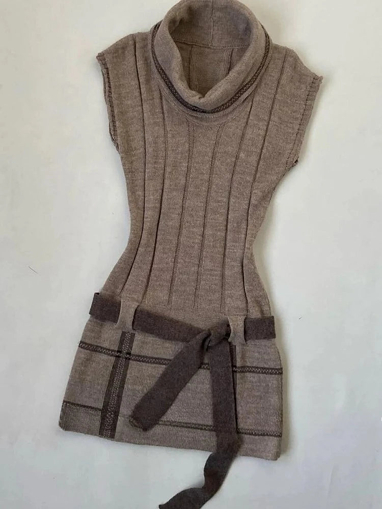 Daiiibabyyy  Summer Y2k Vintage Knitted Vest Dress for Women Japanese Sweet Kawaii Fashion Dresses 2025 New Slim Fit Vestido De Mujer