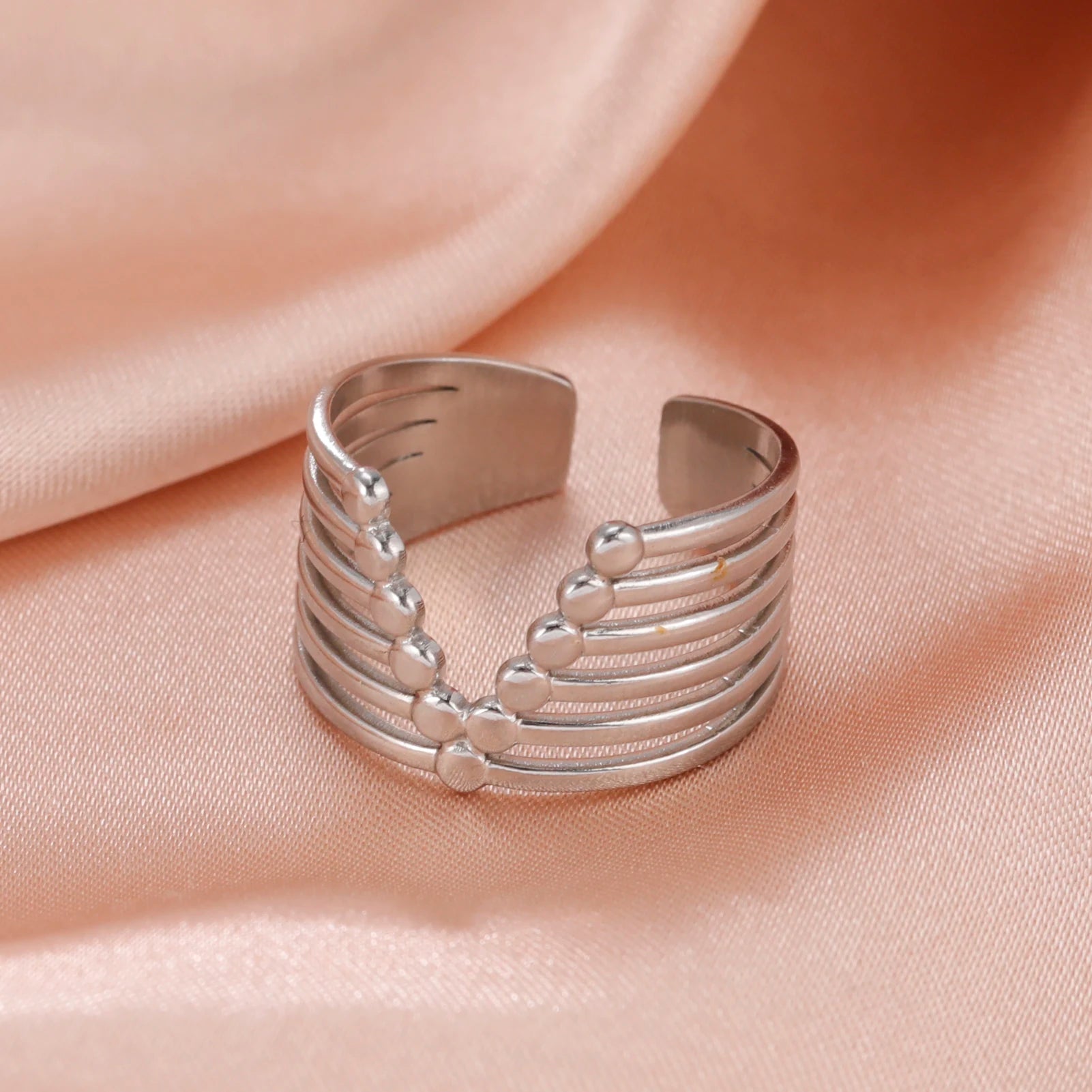DAIIIBABYYY  -  V Shape Rings for Women Stainless Steel Gold Color Wide Open Finger Ring  Hiphop Party Jewelry Valentine's Day Gift