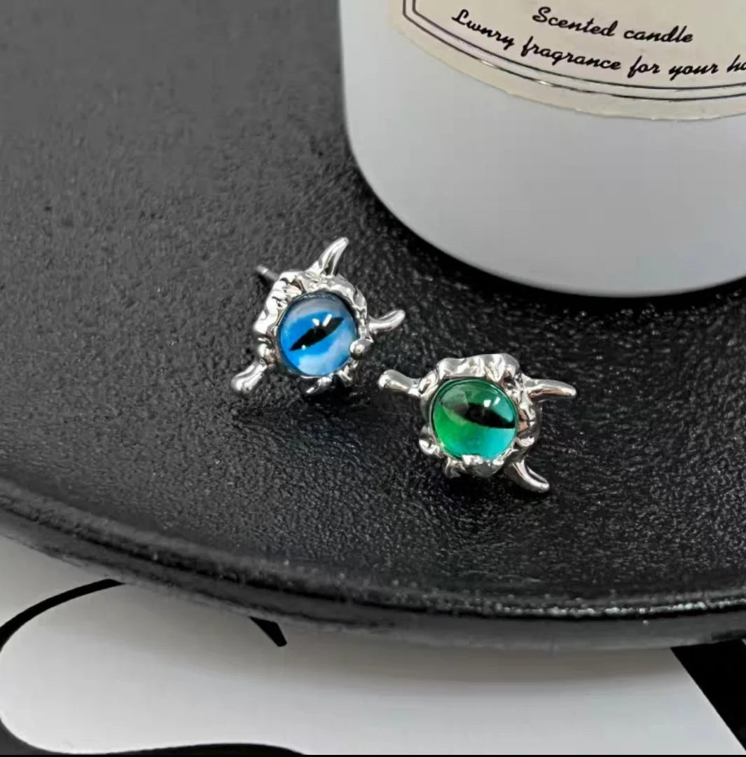 DAIIIBABYYY  -  Cute Green Blue Evil Monster Eyes Stud Earrings Women Kids Halloween Animal Rabbit Big Eyes Goth Cross Earring Jewelry