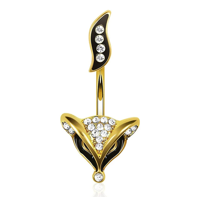 DAIIIBABYYY  -  Fashion Crystal Stainless Steel Flower Butterfly Belly Piercing for Women Silver Color Belly Button Rings Body Jewelry