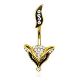 DAIIIBABYYY  -  Fashion Crystal Stainless Steel Flower Butterfly Belly Piercing for Women Silver Color Belly Button Rings Body Jewelry
