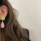 Daiiibabyyy  Summer Pink Green Acrylic Waterdrop Earrings Fashion Girly Plastic Dopamine Earrings for Women Party Gift Accessories