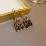 DAIIIBABYYY  -  Luxury Blue Gradient Crystal Butterfly Flower Pearl Earrings Flower Geometric Women Korean Fashion Kpop Tassel Earring