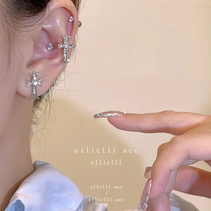 DAIIIBABYYY  -  Women Fairy Korean Fashion Butterfly Star Bow-knot Ear Clip Earrings Rhinestone Long Pearl Tassel Drop Ear Cuff Jewelry
