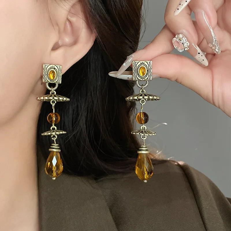 DAIIIBABYYY  -  Geometric rhombus earrings palace style fashionable design earrings