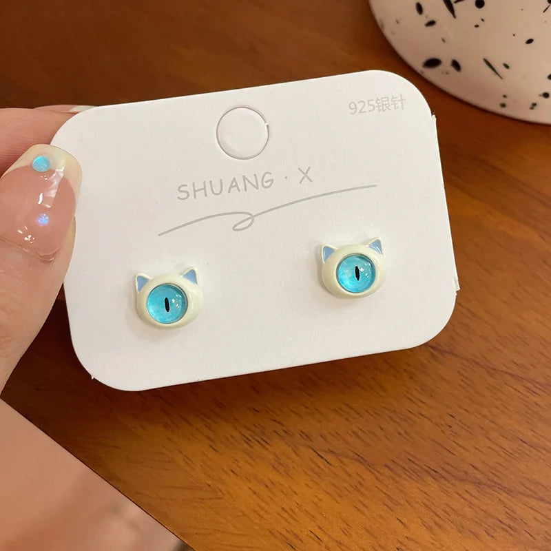 DAIIIBABYYY  -  Cute Green Blue Evil Monster Eyes Stud Earrings Women Kids Halloween Animal Rabbit Big Eyes Goth Cross Earring Jewelry