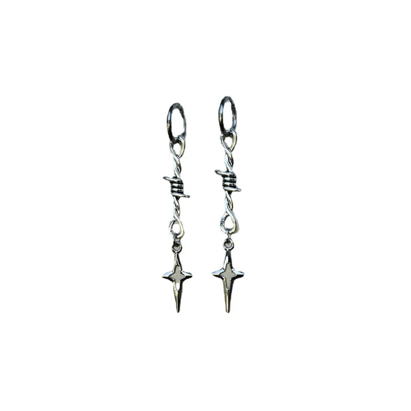 DAIIIBABYYY  - Fashion Y2k Barbed Wire Earrings For Teenagers Women Goth Grunge Punk Dangly Earrings Awn Star Jewelry Gift