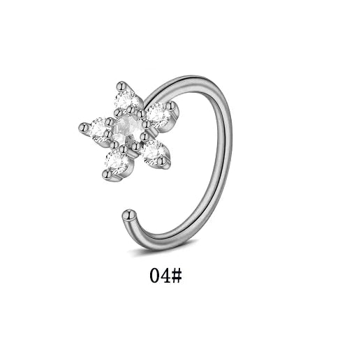 DAIIIBABYYY  -  1Pcs Fashion Star Heart CZ Nose/Lip/Ear Hoops Septum Hoop Nose Ring Crystal Piercing Ear Tragus Cartilage Earrings Body Jewelry