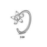 DAIIIBABYYY  -  1Pcs Fashion Star Heart CZ Nose/Lip/Ear Hoops Septum Hoop Nose Ring Crystal Piercing Ear Tragus Cartilage Earrings Body Jewelry