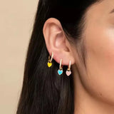 DAIIIBABYYY  -   New Korea Trendy Luxury Gold Color Heart Hoop Earrings for Women Girls Cute Sweet Enamel Zircon Drop Dangle Earring Jewelry