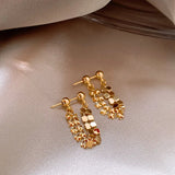 DAIIIBABYYY  -  New Arrival Korean Light Luxury Elegant Tassel Metal Geometric Hoop Earrings For Women Fashion Simple Jewelry Party Gifts