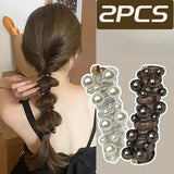 DAIIIBABYYY  -  New Long Telephone Hair Rings Creative High Elastic Headwear Elegant Pearl Low Ponytail Holder Fashion Hair Bands for Women