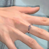 DAIIIBABYYY  -  Simple Purple Zircon Cross Star Chain Rings Fashion Romantic Geometric Chain Splice Rings Women Girl Finger Jewelry Accessories