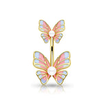 DAIIIBABYYY  -  Fashion Crystal Stainless Steel Flower Butterfly Belly Piercing for Women Silver Color Belly Button Rings Body Jewelry