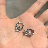 DAIIIBABYYY  -  Crystal Star Drop Earrings for Women Girls Fashion Zircon Silver Color Five Pointed Star Ear Buckle Party Y2K Jewelry Gift