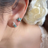 DAIIIBABYYY  -  Marine Style Blue Seashell Stud Earrings for Women Starfish Ear Stud Inlaid Romantic Crystals Girls Fashion Jewelry Summer Gifts