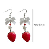 DAIIIBABYYY  -  Elegant Bowknot Strawberry Ear Rings Sweet and Delicate Fruit Eardrops Gift Women Ornament for Daily Wear