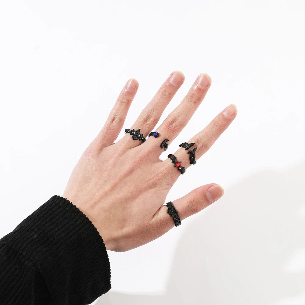 DAIIIBABYYY  -  Gothic Style Metal Set Rings Fashion Jewelry Open Ring for Men Jewelry Trendy Finger Ring Women Accessories Friend Gifts