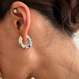 Daiiibabyyy  New Design Round Metal Hoop Earrings Simple Stylish Thick Brass Hollow Circle Earring Ear Buckle Minimalist Trend Daily Earrings