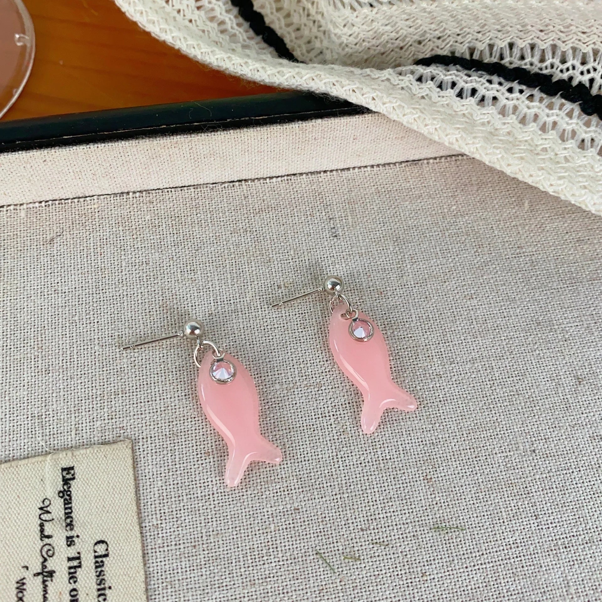 Daiiibabyyy  Fashionable Summer Cute Fun Blue Small Fish Zircon Pendant Women's Beach Style Party Jewelry Earrings Gift