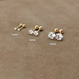 DAIIIBABYYY  -  1pc 3/4/5/6/7/8mm 3 Colors Punk Stainless Titanium Steel  Zircon Crystal Stud Earrings For Men Women Tragus Helix Body Piercing
