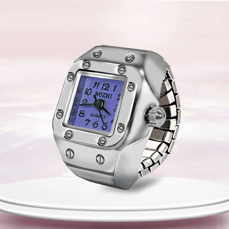 DAIIIBABYYY  -  Kids Cute Cartoon Number Watch Finger Rings Mini Clock Watches Elastic Strap Ring Women Men Funny anillos Jewelry Gift