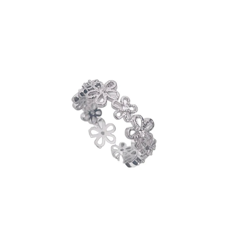 DAIIIBABYYY  -  Lace Flower Zircon Rings For Women Girls Simple Trendy Gentle Exquisite Creative Elegant Sweet Anniversary Jewelry Gifts