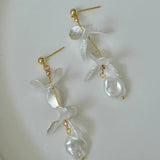 DAIIIBABYYY  -  New Arrival French Retro Niche Design Flower Pearl Dangle Earrings For Women Fashion Elegant Geometry Jewelry Party Gifts