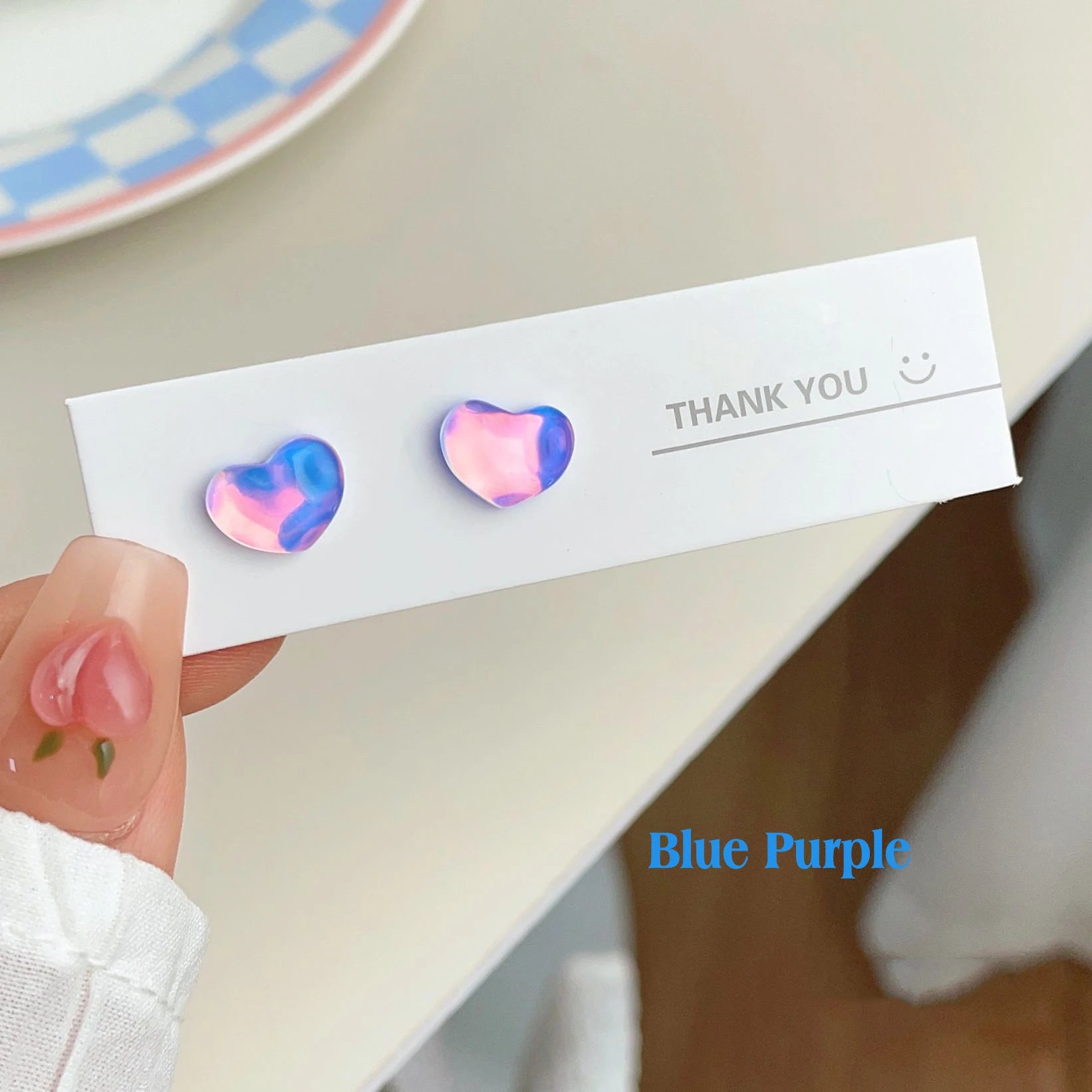 DAIIIBABYYY  -  Y2K Colorful Shiny Heart Stone Butterfly Shape Stud Earring Set Women Korean Fashion A Week Earrings Jewelry Party Gift