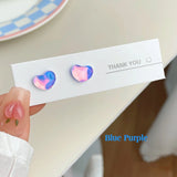 DAIIIBABYYY  -  Y2K Colorful Shiny Heart Stone Butterfly Shape Stud Earring Set Women Korean Fashion A Week Earrings Jewelry Party Gift