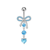 DAIIIBABYYY  -  Stainless Steel Belly Button Rings Crystal Bowknot Piercing Navel Heart Navel Piercing Belly Button Piercing Sexy Body Jewelry