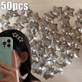 Daiiibabyyy 50Pcs Punk Silver Star Hair Clip Hair Metal Snap Clip Hairpins Barrettes for Girls Kids Boutique Hair Accessories Headwear Gifts