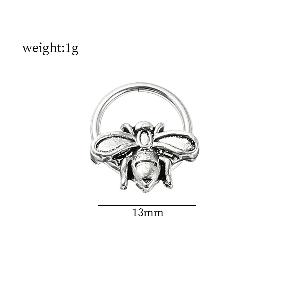DAIIIBABYYY  -  Fashion Punk Stainless Steel Nose Ring Silver Color Gothic Insect Nose Rings For Women Men Body Cartilage Piercing Jewelry