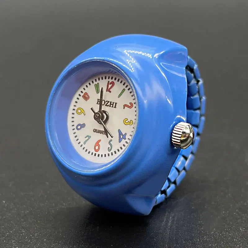 DAIIIBABYYY  -  Kids Cute Cartoon Number Watch Finger Rings Mini Clock Watches Elastic Strap Ring Women Men Funny anillos Jewelry Gift
