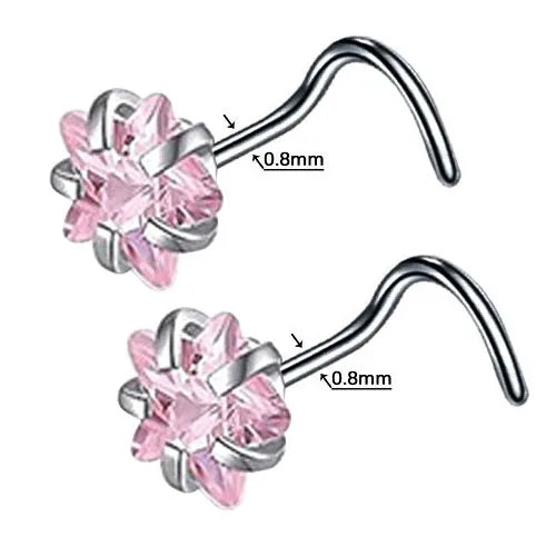DAIIIBABYYY  -  2PC Fashion Stainless Steel Crystal Nose Septum Piercing Studs 20G Mini Nose Ring Earrings Studs Body Piering Jewelry for Women