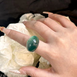 DAIIIBABYYY  -  Trendy Gradient Colorful Transparent Resin Acrylic Big Ring Geometric Oval Finger Rings For Women Fashion Hand Stackable Jewelry