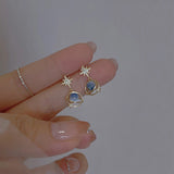 DAIIIBABYYY  -  Fashion Cosmic Star River Earrings Blue Opal Niche Unique Planet Earrings Ear Studs Women Versatile Ear Jewelry