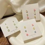 DAIIIBABYYY  -  Geometric Stud Earrings Set Women Laser Colorful Heart Round Butterfly Fish Tail Purple Earring Korean Fashion Jewelry